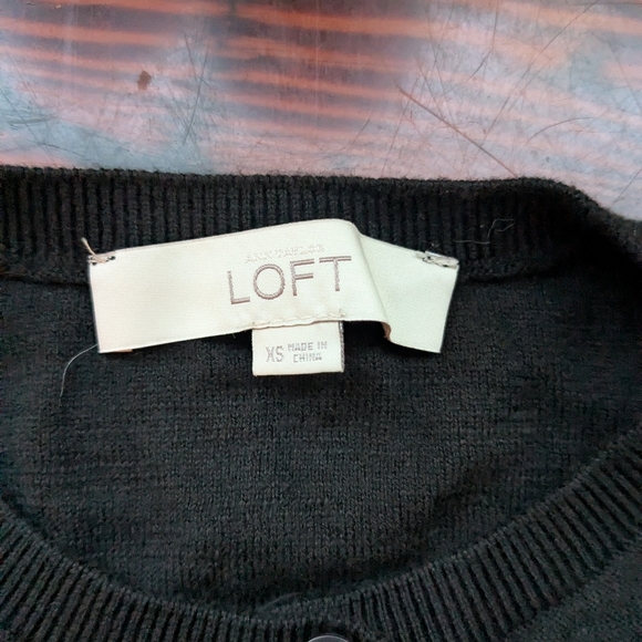 LOFT 100% Cotton Black Button-Front Cardigan (Size XS) - Picture 2 of 3